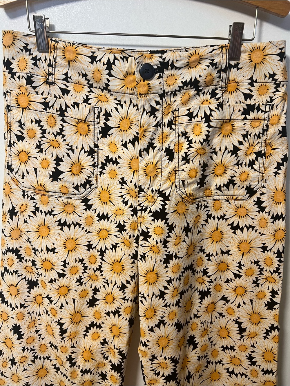 Maeve Anthropologie The Colette Daisy Print Wide Leg Cropped Pants Size 32 - Picture 7 of 9
